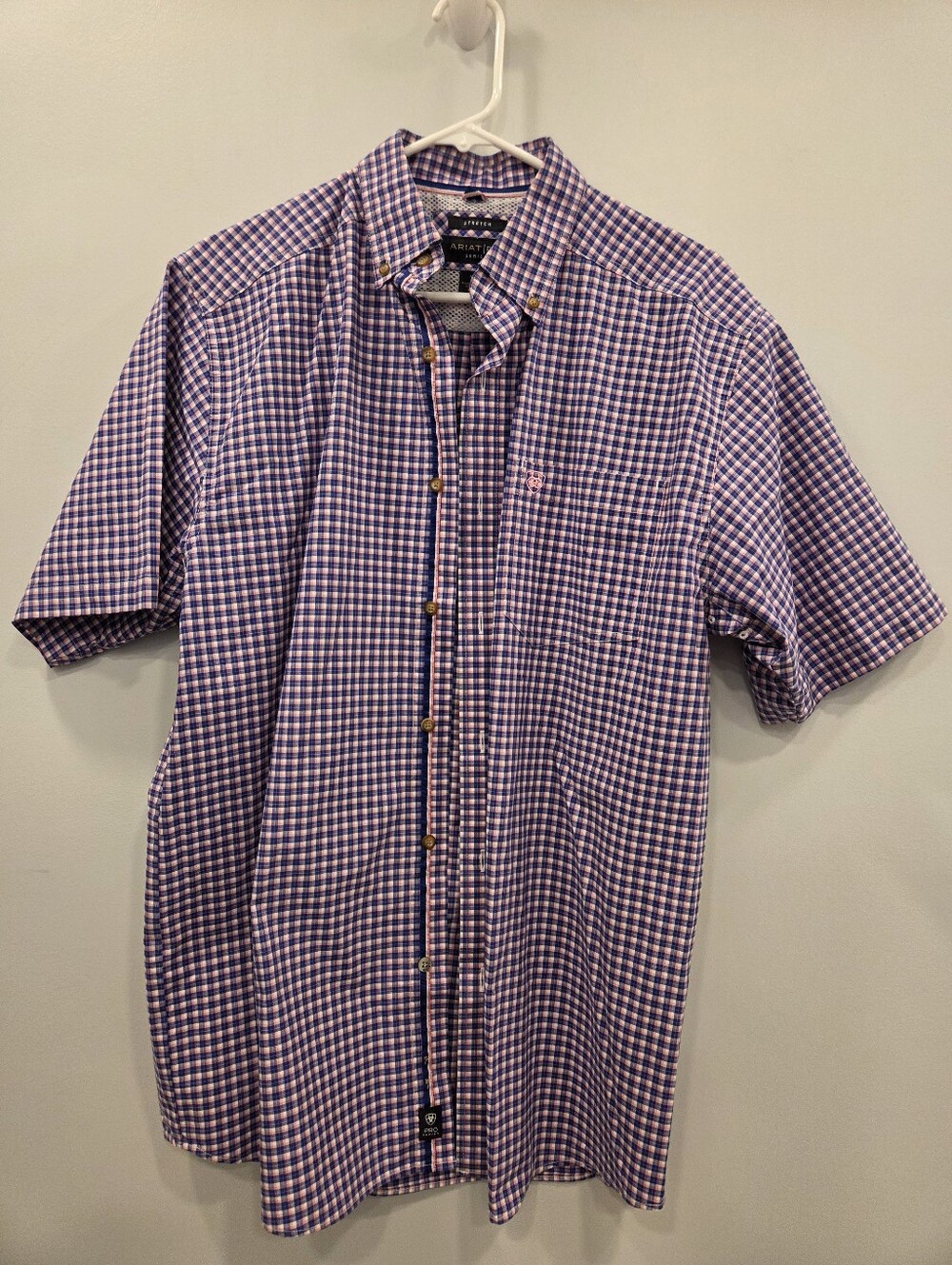 Ariat Pro Plaid Button Up Short Sleeve Shirt Medium